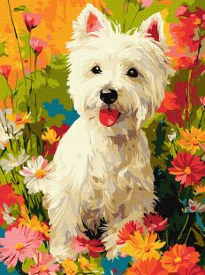 Painting by numbers - Dog in flowers ©art_selena_ua