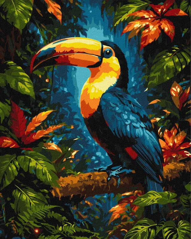 Картина за номерами - Яскравий тукан в лісі ©art_selena_ua