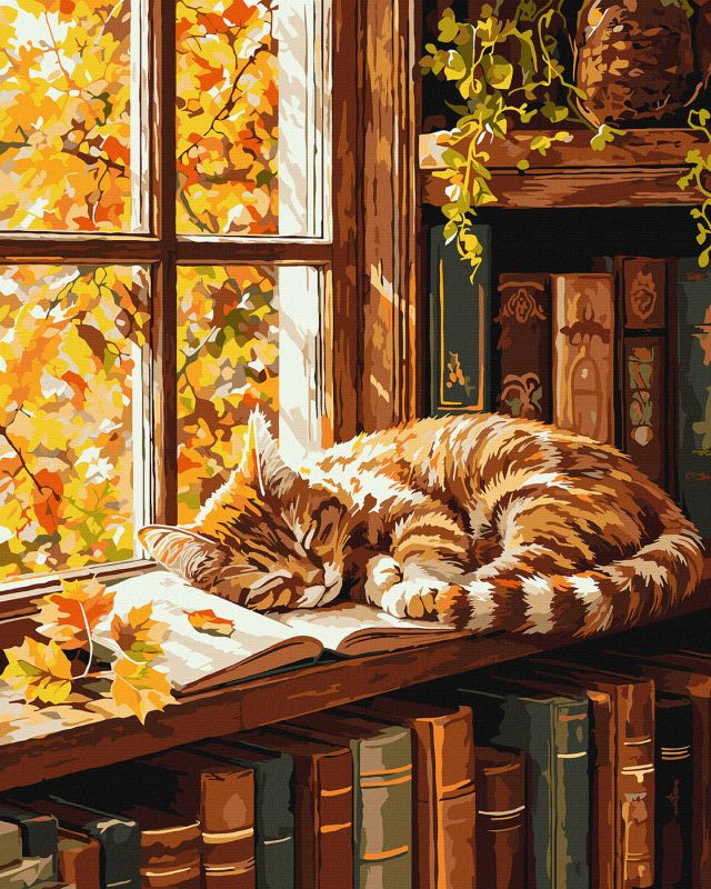 Картина за номерами - Кіт та книга ©art_selena_ua