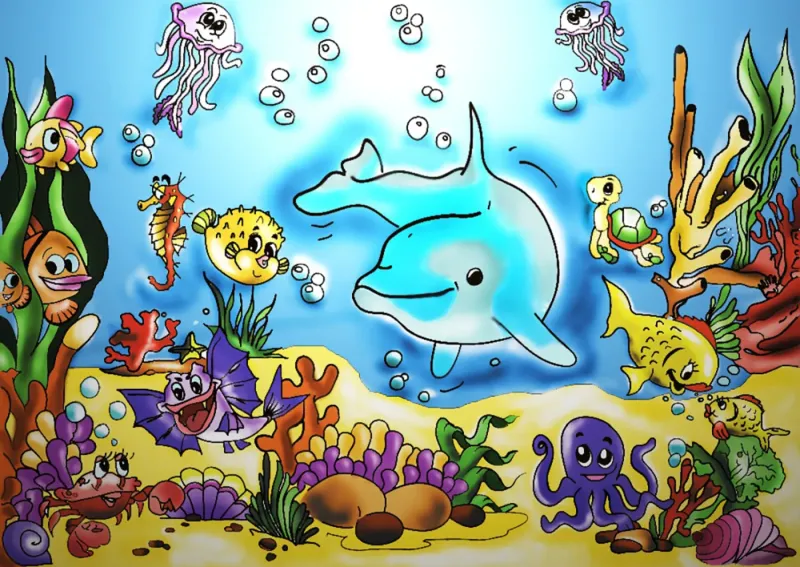 Painting on canvas - Underwater world