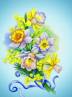 Розпис по полотну - Ніжний букет