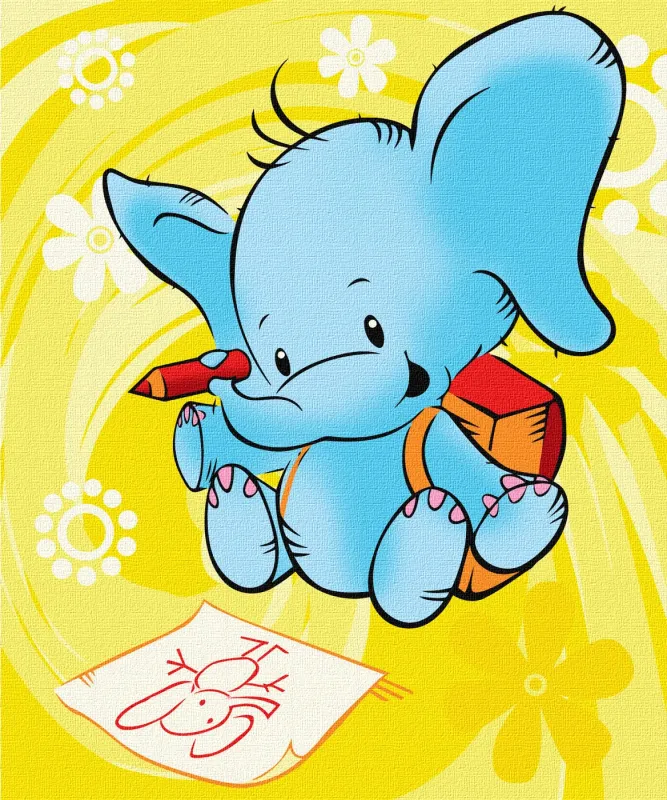 Painting on canvas - Smart baby elephant