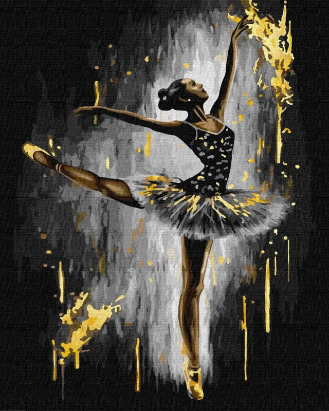 Картина за номерами - Граціозна балерина з фарбами металік extra ©art_selena_ua