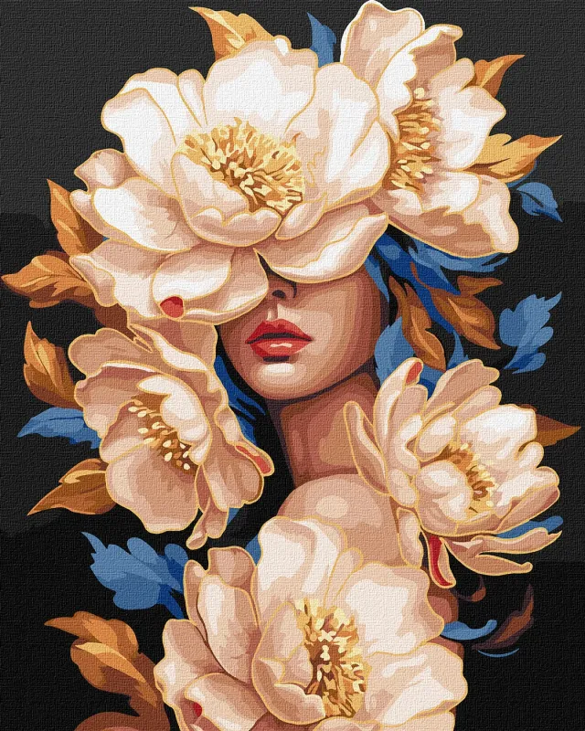 Картина за номерами - Квіткова красуня з фарбами металік ©victoria_art___