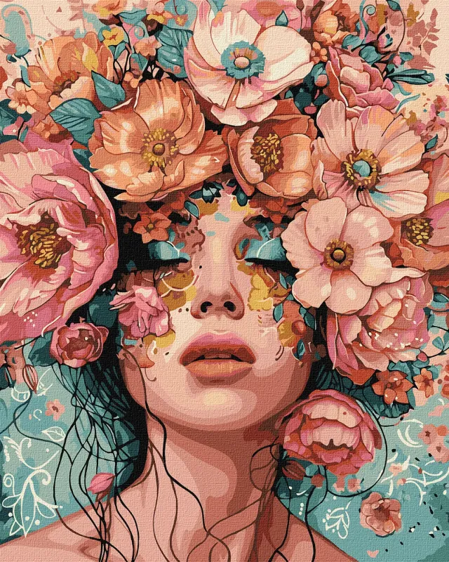 Картина по номерам - Девушка в цветах ©victoria_art___