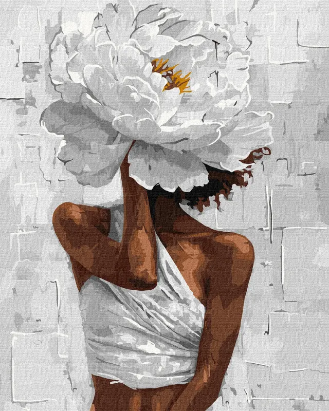Картина за номерами - Квітковий образ з фарбами металік ©victoria_art___