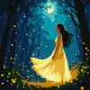 Картина за номерами - Дівчина серед світлячків з фарбами металік extra ©art_selena_ua