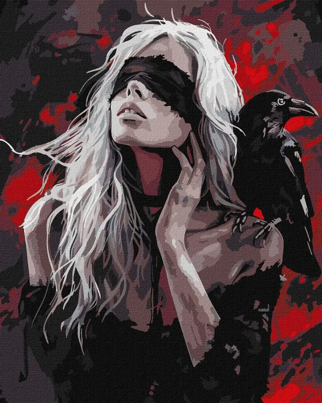 Картина по номерам - Девушка и ворона ©art_selena_ua