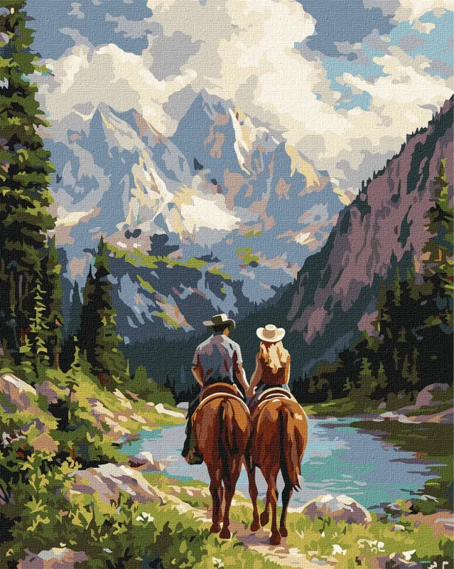 Картина по номерам - Пара всадников в горах ©art_selena_ua