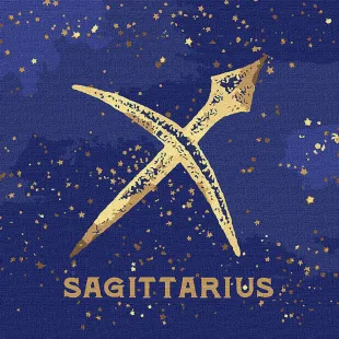 Картина за номерами - Знак зодіаку Стрілець з фарбою металік