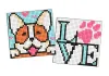Diamond mosaic on a sticker - Cute little dog, set of 2 pcs