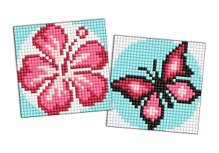 Diamond mosaic on a sticker - Pink colour, set of 2 pcs