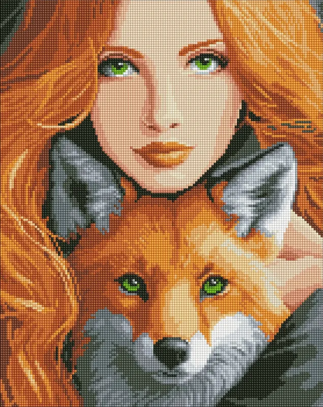Алмазна мозаїка без підрамника - Вогняна лисиця ©art_selena_ua
