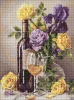 Diamond mosaic - Wine and a bouquet of flowers ©art_selena_ua