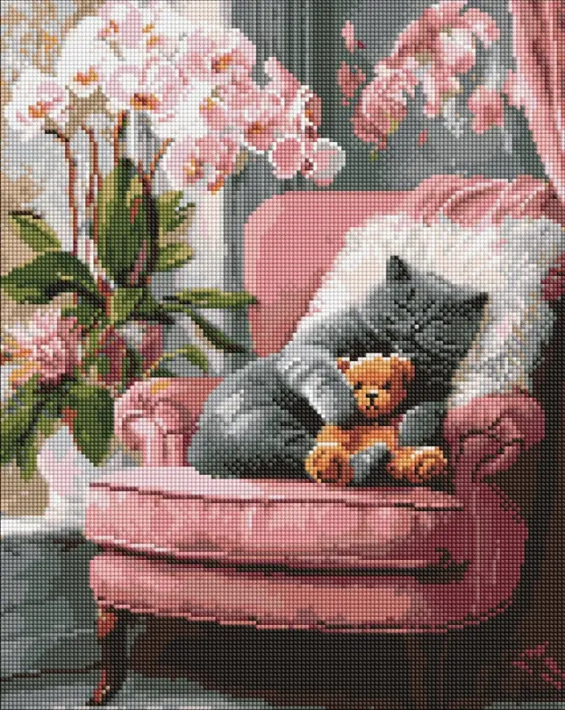 Алмазна мозаїка - Муркотливий котик ©art_selena_ua