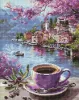 Алмазная мозаика - Кофе в фиолетовых тонах ©art_selena_ua