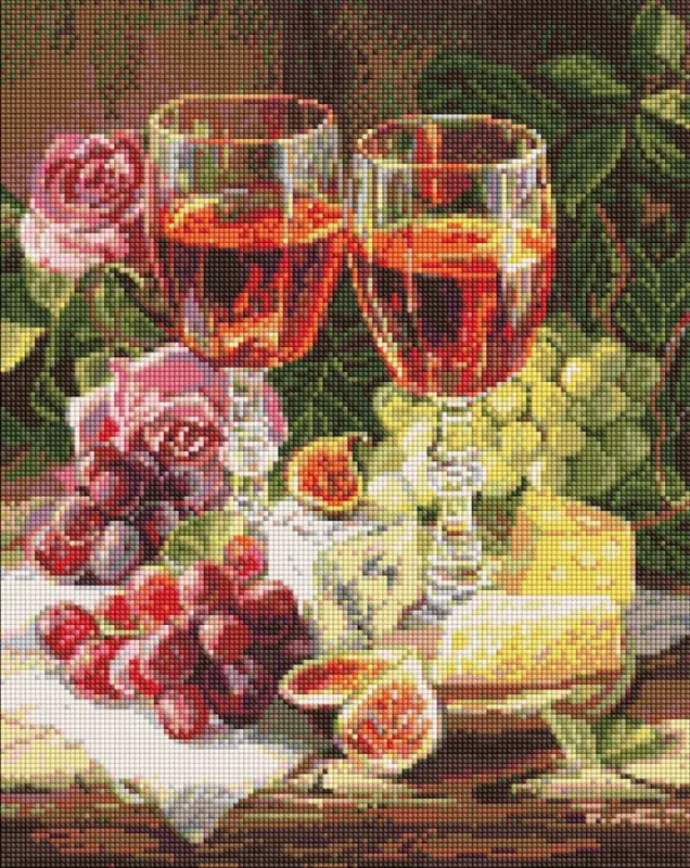 Алмазная мозаика - Натюрморт с инжиром и вином ©art_selena_ua