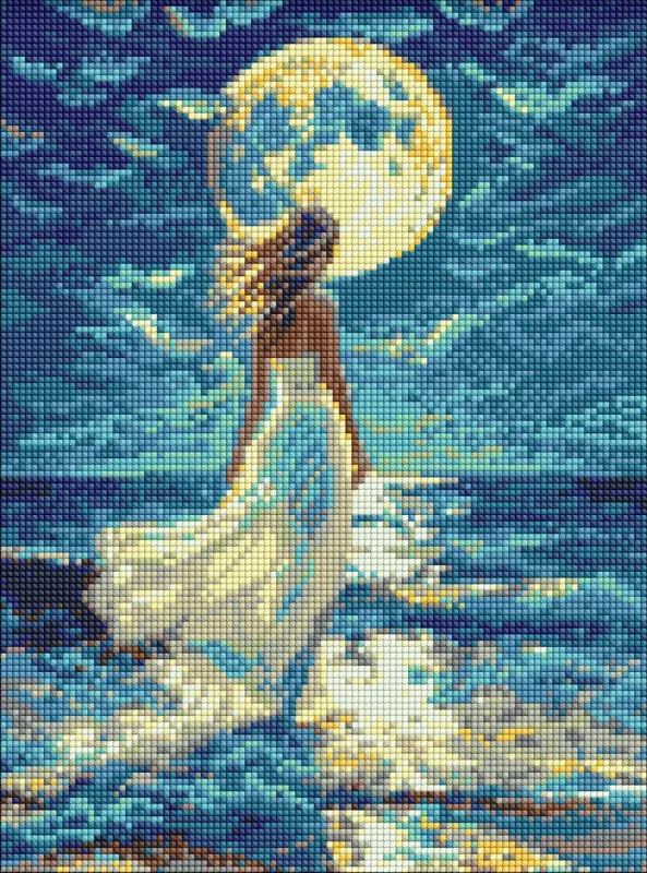 Алмазна мозаїка - Дівчина і місяць ©art_selena_ua