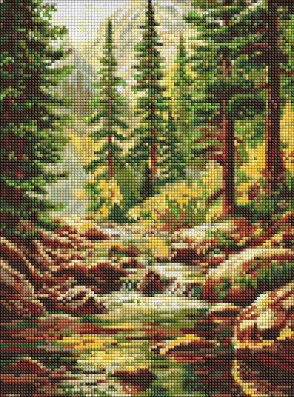 Алмазна мозаїка - Течія посеред лісу ©art_selena_ua