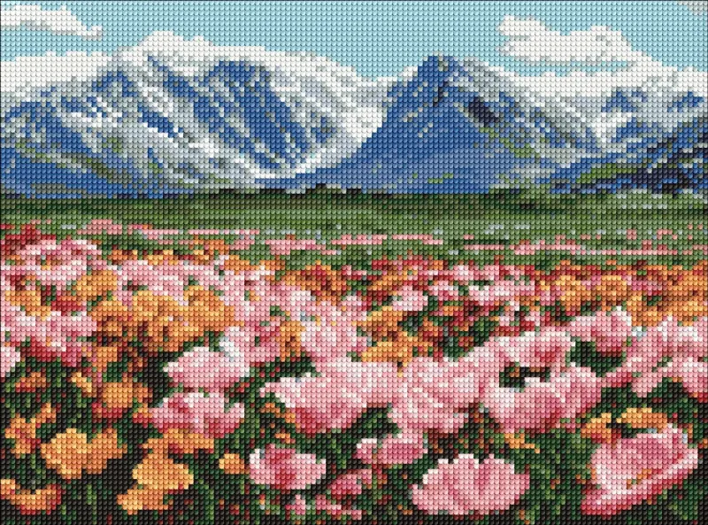 Алмазна мозаїка - Гірське поле квітів ©art_selena_ua