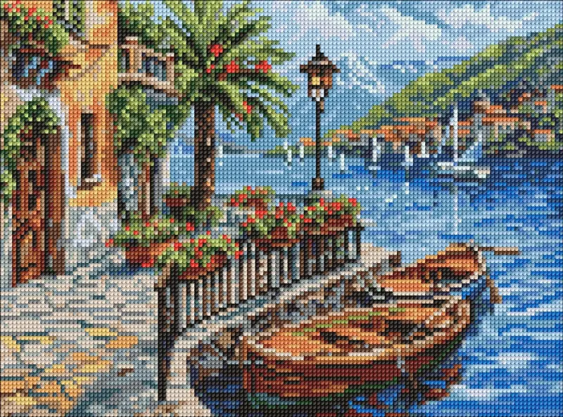 Алмазна мозаїка - Човен на сонячному березі ©art_selena_ua