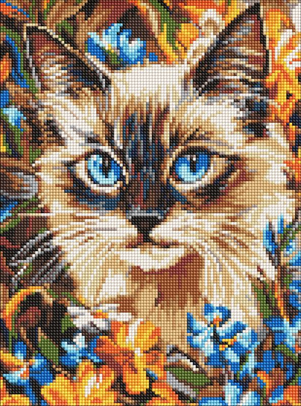 Алмазна мозаїка - Блакитноокий в квіточках ©art_selena_ua