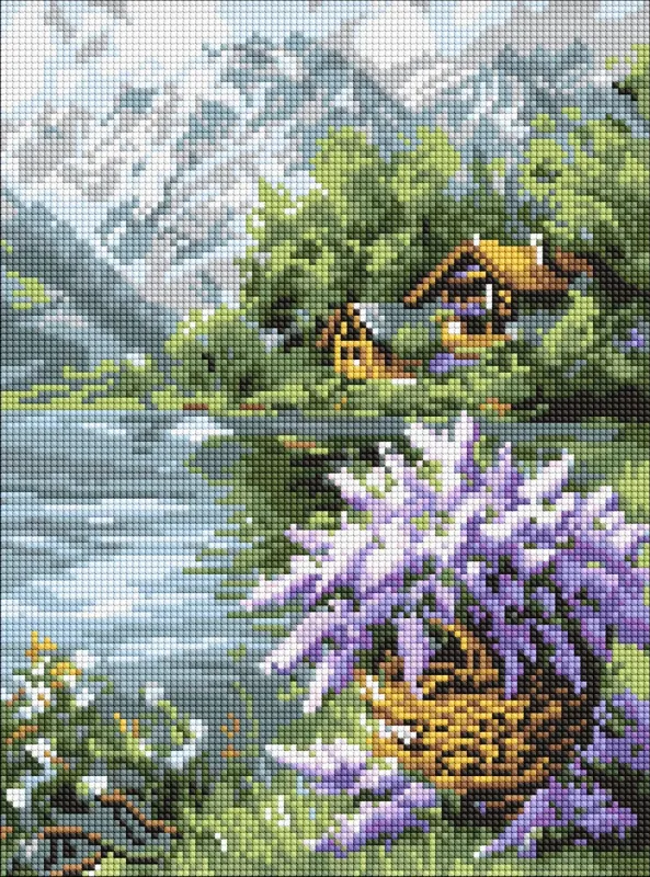 Алмазна мозаїка без підрамника - Бузковий кошик ©art_selena_ua