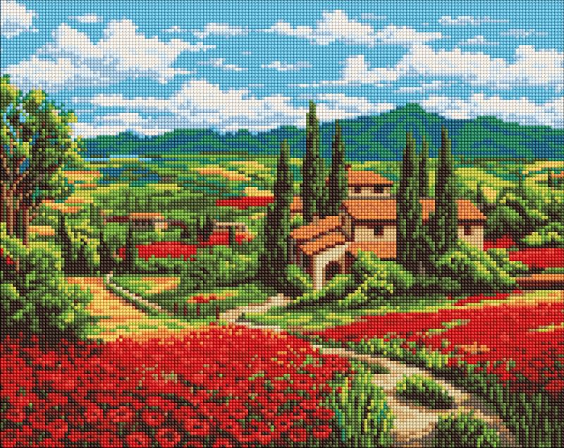 Алмазна мозаїка - Макове поле біля будинку ©art_selena_ua