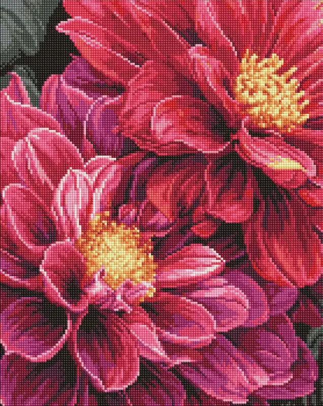 Алмазна мозаїка - Червоні квіти у макро ©art_selena_ua