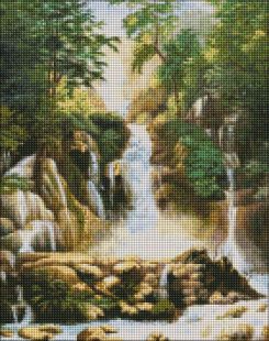 Алмазная мозаика - Пейзаж с водопадом ©ArtAlekhina