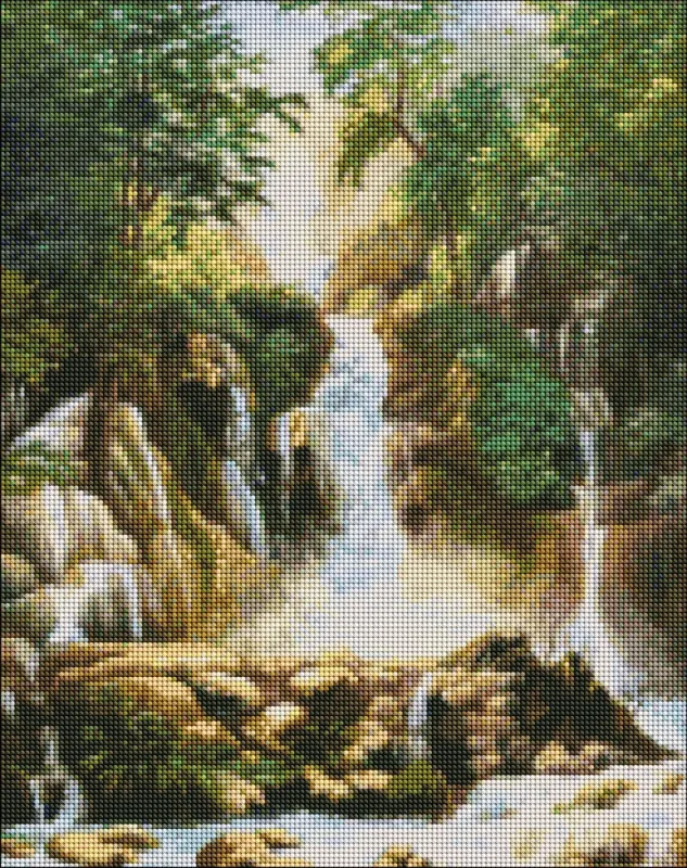 Алмазна мозаїка - Пейзаж із водоспадом ©ArtAlekhina