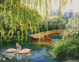 Алмазна мозаїка - Лебеді на озері ©Сергій Лобач