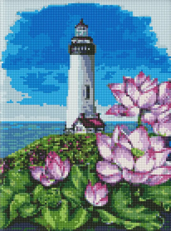 Алмазна мозаїка - Маяк з лотосами ©Анна Кулик
