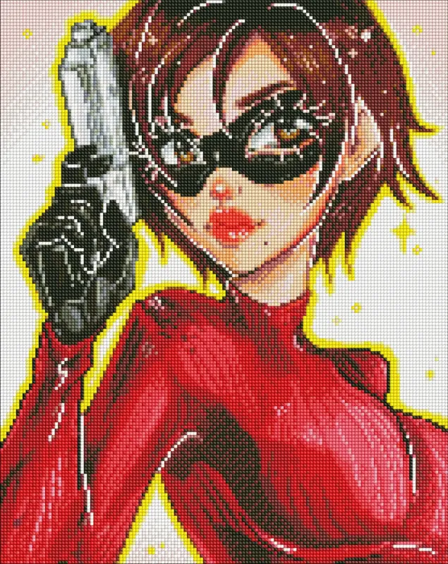 Diamond mosaic - Agent girl with hologram rhinestones (AB) ©nila_art_art