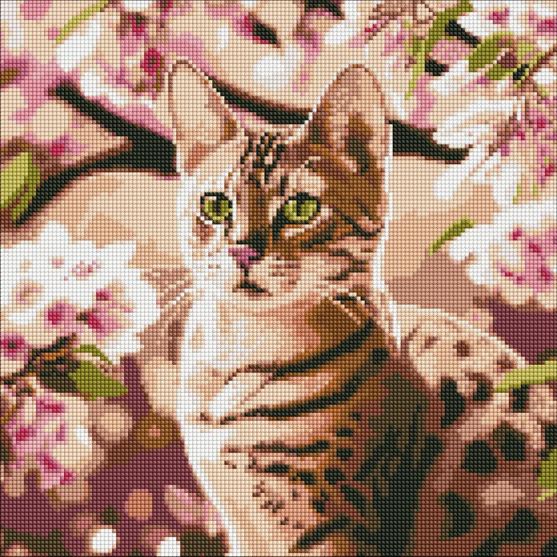 Diamond mosaic without frame - Kitten in the garden ©art_selena_ua
