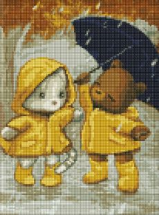 Алмазная мозаика без подрамника - Прогулка под дождем ©tanya_bonya