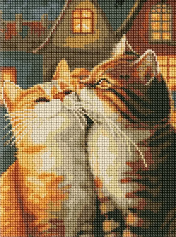 Алмазна мозаїка без підрамника - Закохані котики ©art_selena_ua