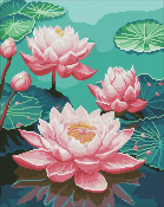 Алмазна мозаїка - Рожеві лілії з голограмними стразами (AB) ©art_selena_ua