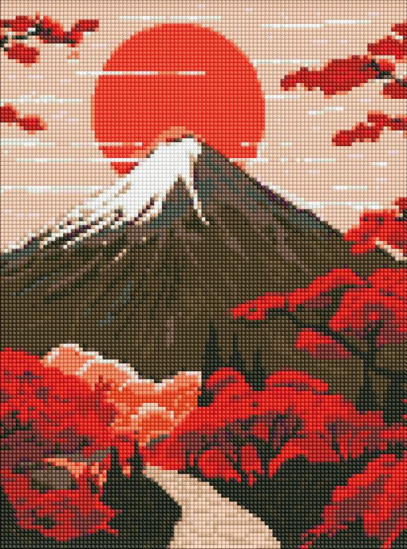 Diamond mosaic - Mount Fuji with hologram rhinestones (AB