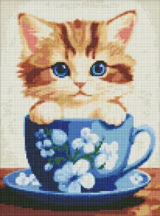 Алмазна мозаїка - Бешкетне кошеня з голограмними стразами (AB) ©art_selena_ua