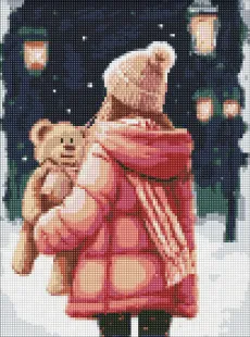 Алмазная мозаика - На зимней прогулке с голограммными стразами (AB) ©art_selena_ua