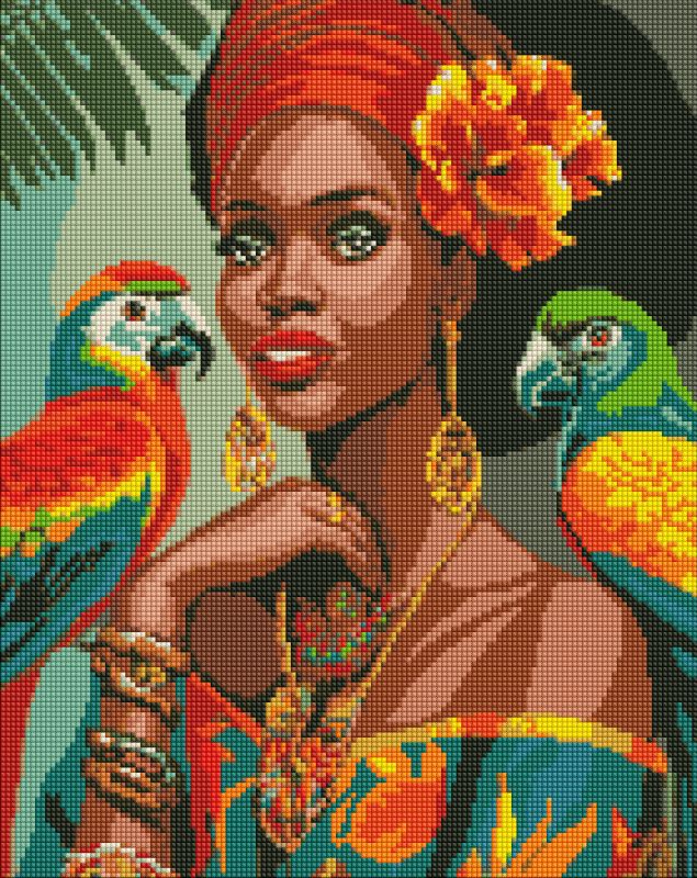 Алмазная мозаика - Африканская модница с голограммными стразами (AB) ©art_selena_ua