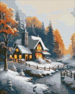 Алмазная мозаика - Зимний домик с голограммными стразами (AB) ©art_selena_ua