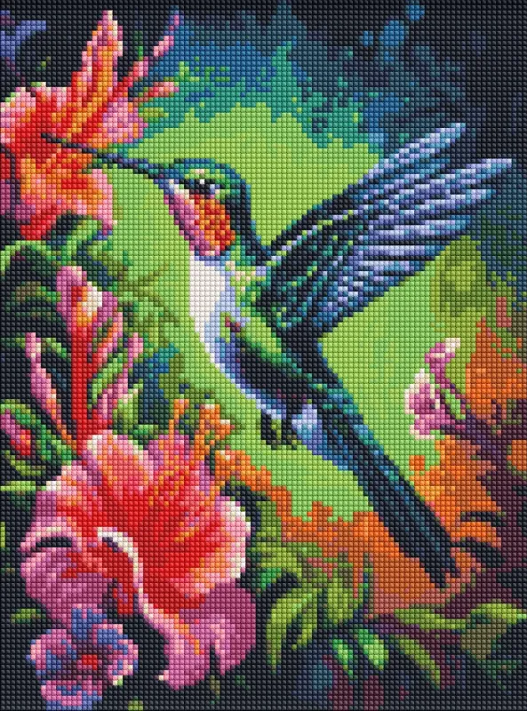 Алмазна мозаїка - Витончена колібрі з голограмними стразами (AB) ©art_selena_ua