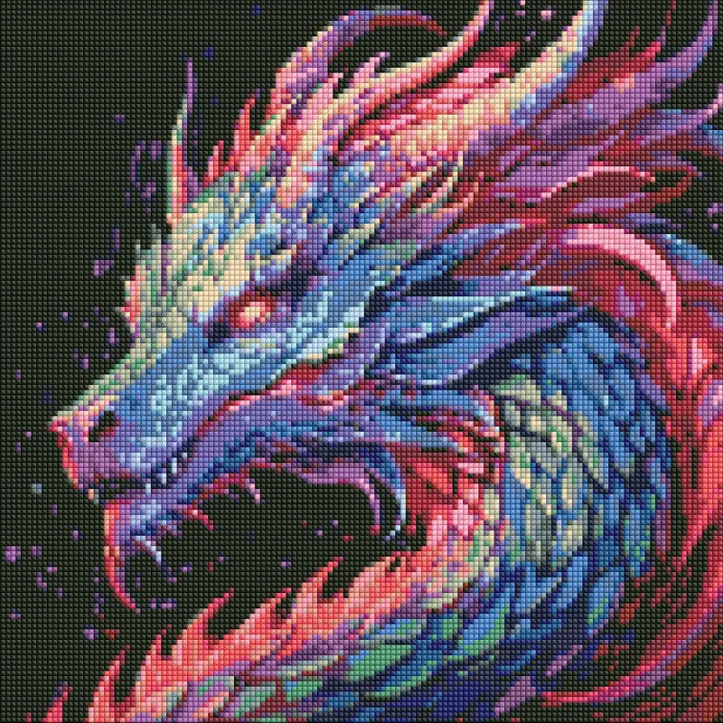 Алмазна мозаїка - Барвистий дракон з голограмними стразами (AB) ©art_selena_ua