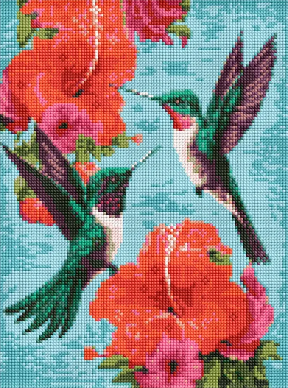 Diamond mosaic without frame - Emerald hummingbirds ©art_selena_ua