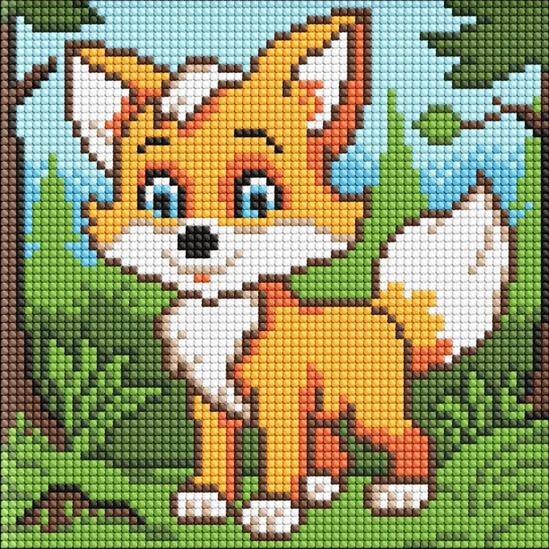 Diamond mosaic without frame - A fluffy fox ©art_selena_ua