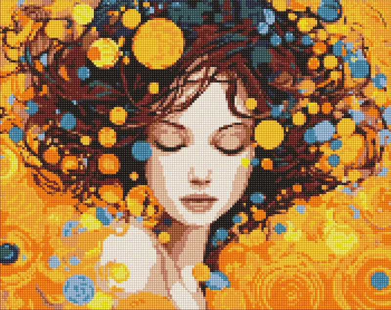 Diamond mosaic - A portrait of elegance with hologram rhinestones (AB) ©art_selena_ua based on Gustav Klimt
