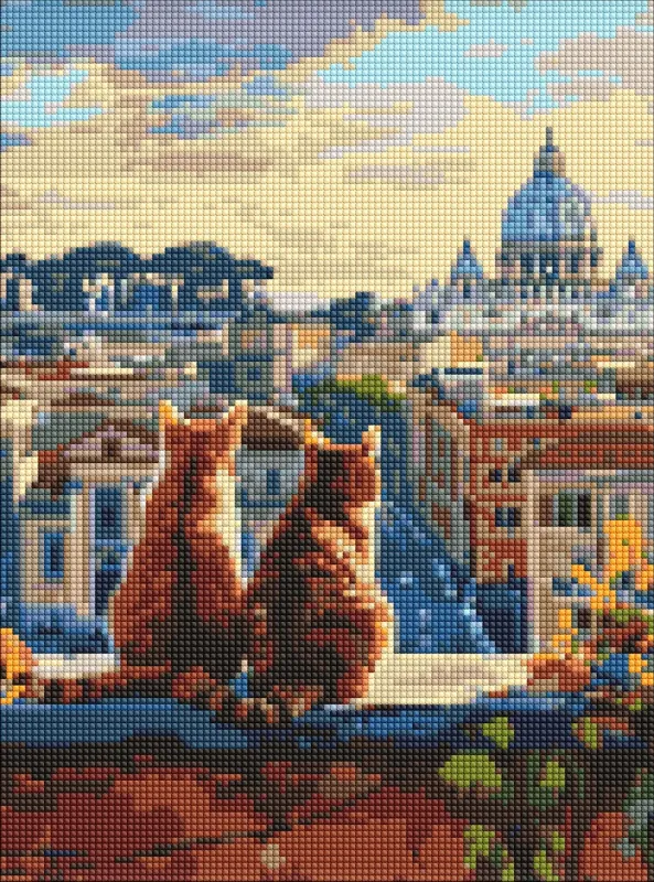 Алмазная мозаика без подрамника - Котики в Риме ©art_selena_ua