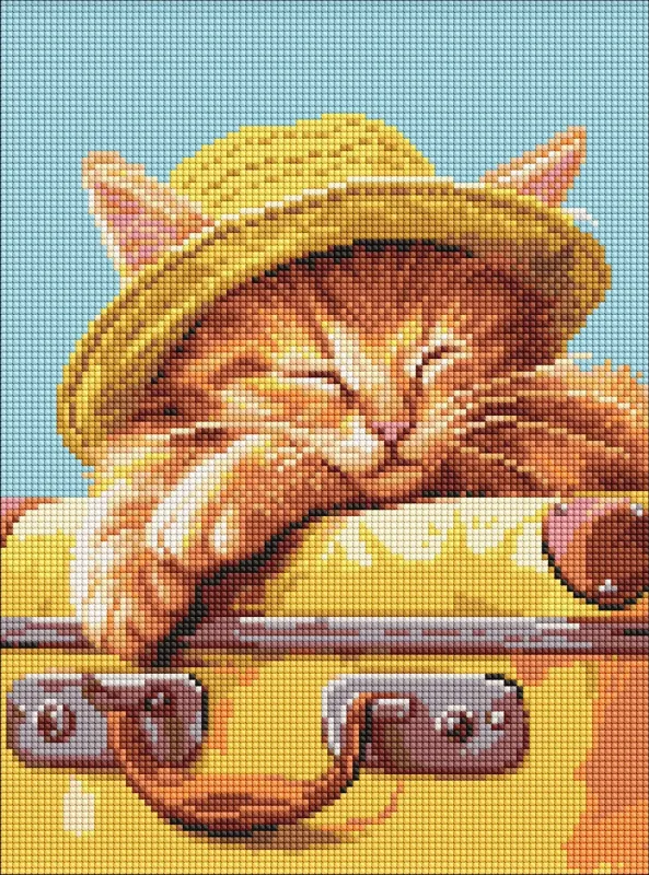 Diamond mosaic without frame - Sleeping kitten ©art_selena_ua